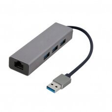 USB šakotuvas USB-AM to 3 x USB 3.1 + RJ45 GBLAN