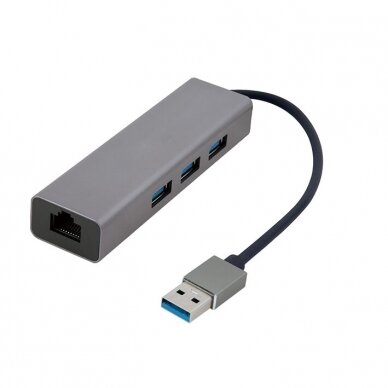 USB šakotuvas USB-AM to 3 x USB 3.1 + RJ45 GBLAN